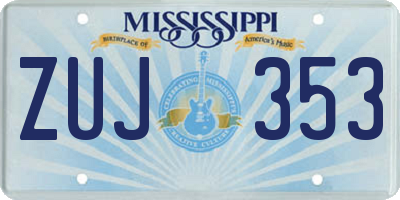 MS license plate ZUJ353