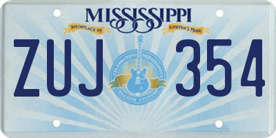 MS license plate ZUJ354