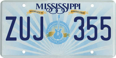MS license plate ZUJ355