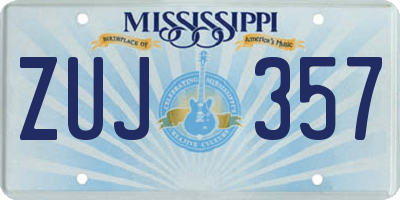 MS license plate ZUJ357