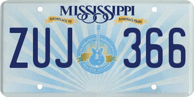 MS license plate ZUJ366