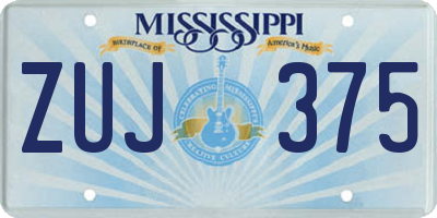 MS license plate ZUJ375