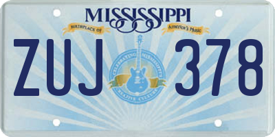 MS license plate ZUJ378