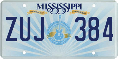 MS license plate ZUJ384