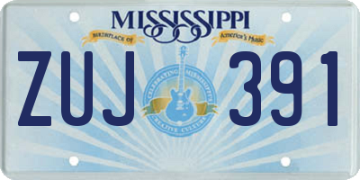 MS license plate ZUJ391