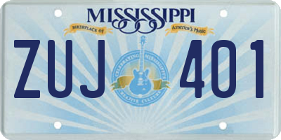 MS license plate ZUJ401