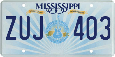 MS license plate ZUJ403