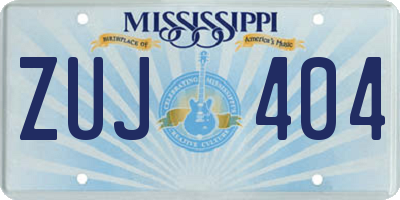 MS license plate ZUJ404