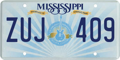 MS license plate ZUJ409