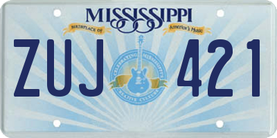 MS license plate ZUJ421