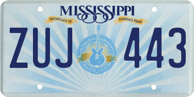 MS license plate ZUJ443