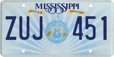 MS license plate ZUJ451