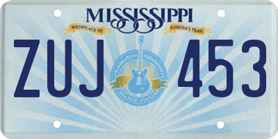 MS license plate ZUJ453