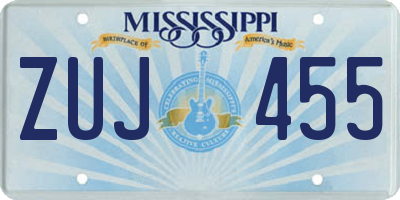 MS license plate ZUJ455