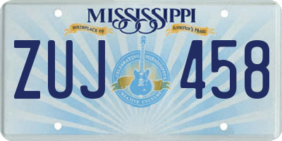 MS license plate ZUJ458