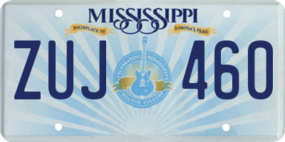 MS license plate ZUJ460