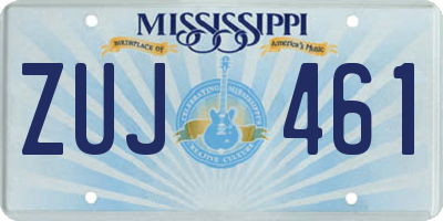 MS license plate ZUJ461