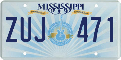 MS license plate ZUJ471