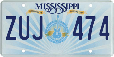 MS license plate ZUJ474