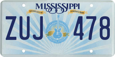 MS license plate ZUJ478