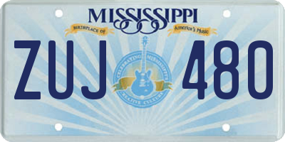 MS license plate ZUJ480
