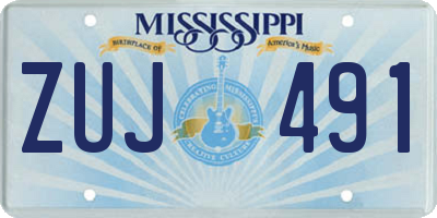 MS license plate ZUJ491