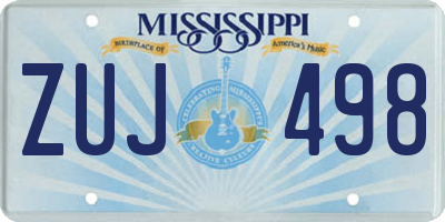 MS license plate ZUJ498