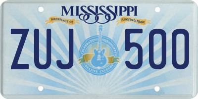 MS license plate ZUJ500