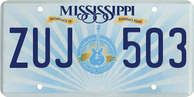 MS license plate ZUJ503