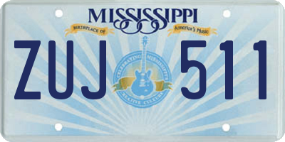 MS license plate ZUJ511