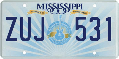 MS license plate ZUJ531