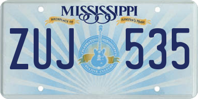 MS license plate ZUJ535