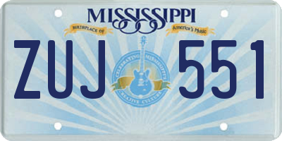 MS license plate ZUJ551
