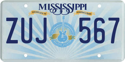 MS license plate ZUJ567