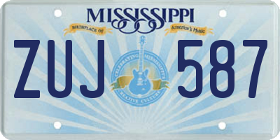 MS license plate ZUJ587