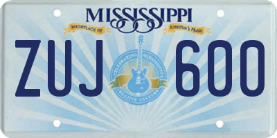 MS license plate ZUJ600