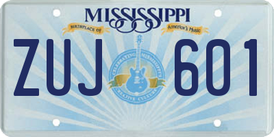 MS license plate ZUJ601