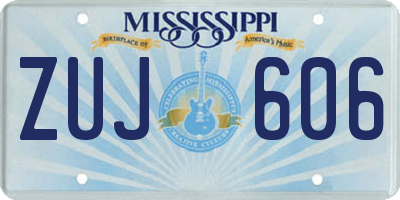 MS license plate ZUJ606