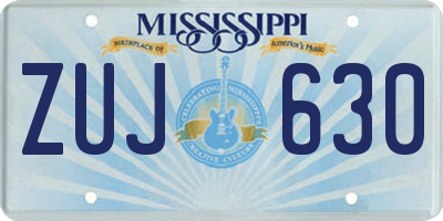 MS license plate ZUJ630