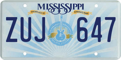 MS license plate ZUJ647