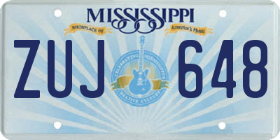 MS license plate ZUJ648