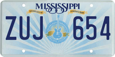 MS license plate ZUJ654