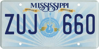 MS license plate ZUJ660