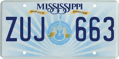 MS license plate ZUJ663