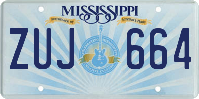 MS license plate ZUJ664