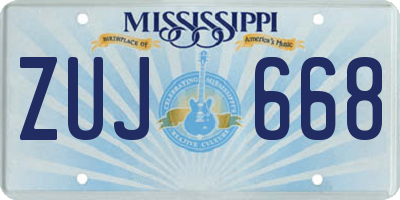 MS license plate ZUJ668