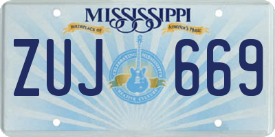 MS license plate ZUJ669
