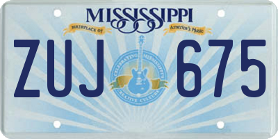 MS license plate ZUJ675