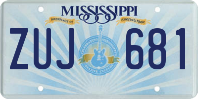 MS license plate ZUJ681