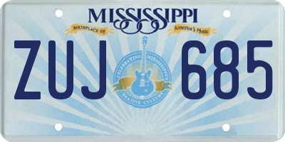 MS license plate ZUJ685